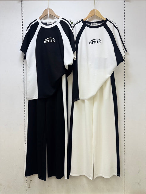 Round Neck Color Contrast Co-Ord Sets